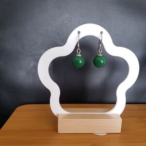 New Sterling silver earhook genuine Green beads Drop Earrings